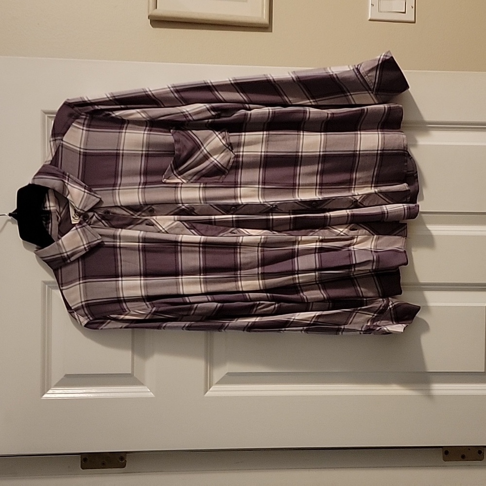 Purple Plaid Long Shirt